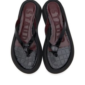 STAUD - TESSA SANDAL | BLACK CROC EMBOSSED
